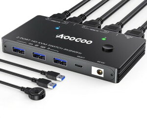 KVM�X�C�b�` 8K@60Hz USB3.0 HDMI2.1 �X�C�b�` 2��̃R���s���[�^�[�p �L�[�{�[�h �}�E�X �v�����^�[��1���HD���j�^�[�����L�A4K@120Hz�AUSB�P�[�u��2�{�A�d���A�_�v�^�[�A�R���g���[���[�t��