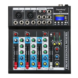 Depusheng HT4 Bluetooth�݊��̃v���t�F�b�V���i���|�[�^�u���f�W�^��DJ�R���\�[��W/USB 4�`�����l���~�L�T�[�I�[�f�B�I�C���^�[�t�F�C�X�~�L�V���O�{�[�h�X�^�W�I�^���A�u���b�N