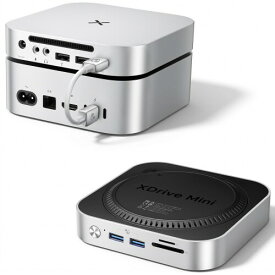 iDsonix Mac Mini M4 ドック（M.2 NVMe/SATA SSDエンクロージャ搭載）、USB A 10Gbps×2、USB A 5Gbps×2、TF/SDカードスロット、3.5mmオーディオジャック、Mac Mini M4/M4 Pro用ドッキングステーション - M4D1
