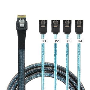 CY �P�[�u�� �X�������C�� SAS 4.0 SFF-8654 4i 38 �s�� �z�X�g RAID ���� 4 SATA 7 �s�� �^�[�Q�b�g �n�[�h �f�B�X�N �t�@���A�E�g RAID �P�[�u�� 1 �� 4 �X�v���b�^�[ (100cm)