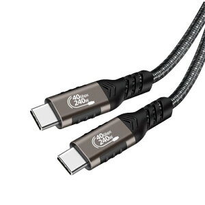 Thunderbolt 4 ケーブル (0.5m, ガン色) Popolier USB4対応 (240W出力 / 40Gbps高速データ転送 / 8K@60Hz 映像出力 ) サンダーボルト 4ケーブル 下位互換 スマートフォン、タブレット、ノートパソコンのタ