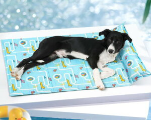Pawtasy ペット ひんやりマット 枕付き 犬用 猫用 冷却ジェルマット 夏用 暑さ対策 冷感ペット用マット 首サポート 3サイズ M 90x60cm 漏れ防止設計