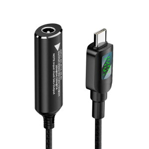 Xiwai DC�W���b�N 5.5x2.5mm���� USB-C Type-C 140W�d�� �X�}�[�gLED�f�B�X�v���C�[�d�P�[�u�� �m�[�g�p�\�R�� �X�}�[�g�t�H���p PD9V/5V/20V/7A
