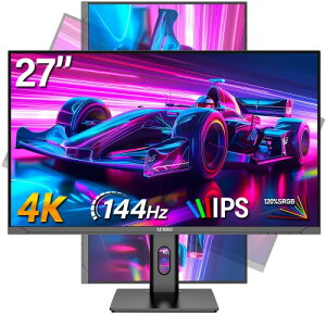 AESNO 27�C���` �Q�[�~���O ���j�^�[ IPS 4K 144Hz �p�\�R�� ���j�^�[ 1ms(GTG) 120%sRGB 350cd/m? UHD(3840x2160) �����/HDR/Freesync/�X�Β���/�L������p/VESA�Ǌ|���Ή�/������]���� �O�N�ۏ؂ň��S