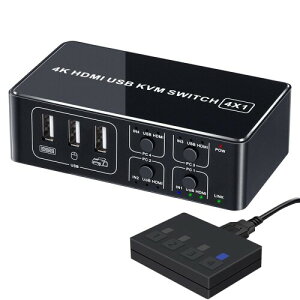 BLUPOW 4K60Hz 4|[g(PC4p) HDMI KVMXCb` p\Rؑ֊ 41o L[{[hE}EXEj^[L A~f HDMI2.0EHDCP2.2Ή zbgL[ USBP[ut VA570N