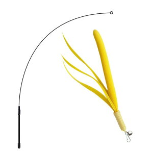 GHOSTCAT 猫じゃらし 猫おもちゃ 猫のおもちゃ ススキ草(エノコログサ) 頑丈 ねこじゃらし 1本釣竿付き 一人遊び 猫ストレス軽減 運動不足解消 イエロー