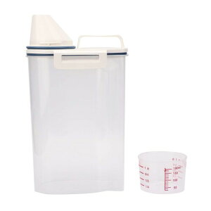 ペットフード保存容器 密閉 2L 大容量 目盛り付き 計量カップ付 防湿 二重密閉 食品ストッカー 穀物ナッツ保存 防虫設計 省力設計 キッチン収納 適用多用途 保存容器 ストッカー ペット