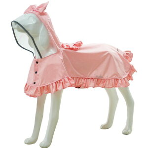 MAMORE 犬 レインコート ポンチョ 防水 カッパ ドッグ 小型犬 中型犬 大型犬 ドッグ調整可 反射 脱着簡単 PVCフード 可愛いスカート裾 通気 (ピンク, XL)