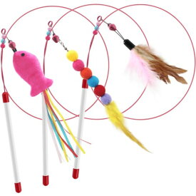 SONGWAY 猫じゃらし 3本セット 猫 おもちゃ ねこ玩具 ワイヤー 毛虫 羽 魚 プレゼント ギフト