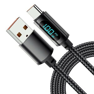 USB-C �P�[�u�� 7A 100W �}���[�d�Ή� �f�W�^���\���t�� USB Type-C �P�[�u�� �A���~�����O�� ���ϋv�i�C�����҂� �u���b�N For MacBook/iPad Air/Pro/Xperia/Galaxy�Ȃǂ�USB-C�@��Ή� ���ϋv�� �����f�[