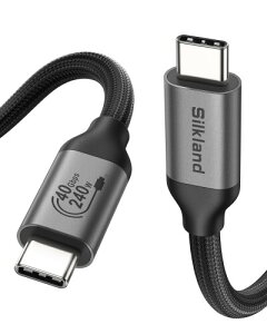 Silkland Thunderbolt 4 P[u݊AUSB4 P[u 3M 40Gbps PD3.1 240W }[dA8K/6K/5K@60Hz 4K@144HzAThunderbolt P[u 3M MacBook ProAPSSDAiPadAiPhone 15 Pro/Pro MaxAhbLOAj^[Ή