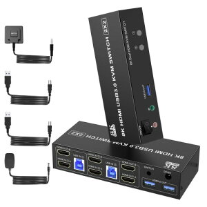 2 |[g USB 3.0 HDMI fA j^[ KVMXCb` 8K@60Hz fBXvCؑ֊