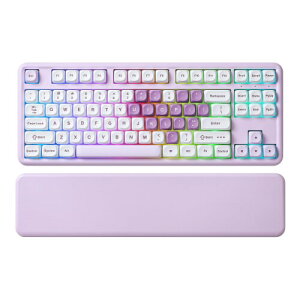 YUNZII B87 ���C�����X���J�j�J���L�[�{�[�h �Q�[�~���O�L�[�{�[�h BT5.0/2.4G/USB-C NKRO QMK/VIA�\�t�g�E�F�A�J�X�^�� MOA�L�[�L���b�v �K�X�P�b�g RGB ���X�g���X�g Win/Mac�p (�p�[�v��, �n�[�g�~��