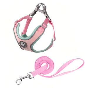 DICOCO犬 ハーネス 小型犬 中型犬に適しており、夜間反射素材で作られており、柔らかく肌に優しいので、長い散歩や屋外でも犬は疲れを感じません。パウダーブルー C、L