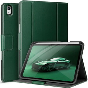 auaua iPad Mini7 ケース (A17 Pro, 2024, 第7世代) iPad mini6 ケース (2021, 第6世代) 8.3インチ Pencilホルダーとポケット付き 多角度スタンド マグネット開閉 オートスリープ対応 (グリーン)