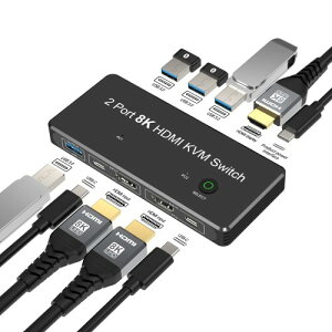 FDBRO 2|[g 8K HDMI 2.1 KVM XCb` 21o 8K@60Hz 4K@120Hz 2PC1j^[AL[{[h/}EX/UfBXNL邽߂4USB 3.0|[g