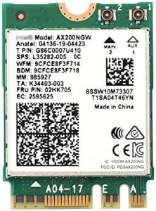 Laptopdiyparts Ce Wi-Fi 6 AX200 802.11ax/ac Dual band 2x2 160MHz + Bluetooth 5 M.2 J[h (AX200NGW) for Windows 10, 64-bit, Google Chrome OS, Linux