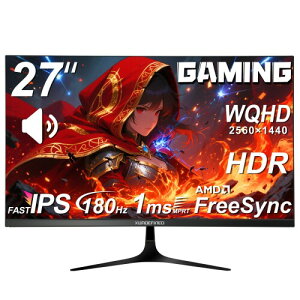 XUNDEFINED 27�C���` �Q�[�~���O���j�^�[ 180Hz 1ms(MPRT)�������� WQHD 1440P ���j�^�[ �X�s�[�J�[���� �����IPS�p�l�� 125%sRGB 300cd/m?���P�x FreeSync&G-Sync�Ή� HDR10 �u���[���C�g�J�b�g �t���b�J�[��