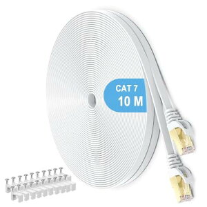LANケーブル Cat7 カテゴリー7 ウルトラフラットケーブル 高速 STP 爪折れ防止 for PS4 モデム ルータ 10Gbps/600MHz CAT7準拠 イーサネットケーブル RJ45 金メッキコネクタ (10M)