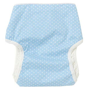 (ママミッケ) おむつカバー 股おむつ 大人用 かわいい マジックテープ サイズ調整 快適 防水加工 (ブルー、水玉, M)