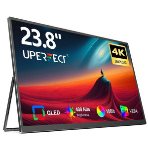 UPERFECT 23.8�C���` 4K ���o�C�����j�^�[ QLED 3840*2160 �����^�� VESA�Ή� 125%sRGB �|�[�^�u���f�B�X�v���C ���ʔ���� �L�F�� ��^�T�u���j�^ �����^�X�^���h �Q�[�~���O���j�^�[ IPS�t���p�l