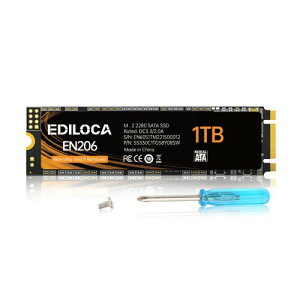 EDILOCA EN206 SSD 1TB M.2 2280 3D TLC NAND�t���b�V������ SATA III 6Gbps �G���[�����@�\ �����d�� �ϏՌ� �����^SSD 3�N�ۏ� (1TB) nvme�̓T�|�[�g���Ȃ�