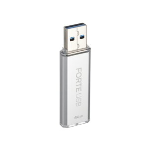 ForteUSB 64GB �Í���USB3.2�t���b�V���h���C�u�AXTS-AES�Í����A�p�X���[�h�F�؁A�������b�N�A�V���o�[�����P�[�X (64, GB)