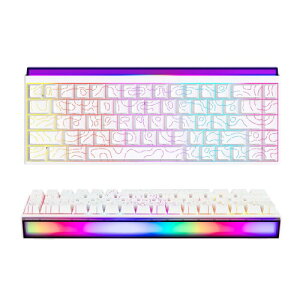 MechLands AJAZZ NK68 �L���Q�[�~���O�L�[�{�[�h ���C�g�{�b�N�X�t�� 65% �R���p�N�g ���J�j�J���L�[�{�[�h�z�b�g�X���b�v�Ή� �V���C���X���[�L�[�L���b�v NKRO Windows/mac/Android�Ή� (White Topograp