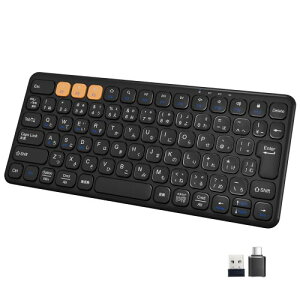 Ewin キーボード Bluetooth ワイヤレス 無線 2.4GHz(USBレシーバー付属)コンパクト Type-C充電式 JIS基準 日本語配列 静音 薄型 軽量 人間工学設計 マルチペアリング 三台デバイス対応 PC iPad ス