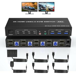 USB 3.0 KVMXCb` HDMIfAj^[ 4|[g 4̃Rs[^[ 4K@60Hz HDMI fAj^[XCb` I[fBIo͂3USB 3.0|[g4PCp 4|[gHDMI KVMXCb`