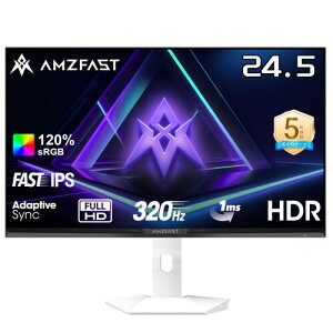 Amzfast 24.5�C���` 320Hz �Q�[�~���O���j�^�[�� Fast IPS (1msMPRT /sRGB118%/320cd/m?) /Adaptive Sync�Ή� / HDMI2.0×2 DP1.4×2 ��u���[���C�g ���P�_�ۏ� 5�N�ۏ� �z���C�g AMZG25F6F(HDMI+DP �P�[�u���t��)