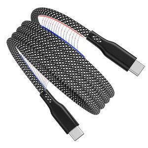Mefold (1.5M-�u���b�N)USB-C&USB-C�P�[�u�� ���ݖh�~�@�\ �^�C�vC�P�[_�u�� 60W/3A�}���[�d PD�Z�p Type-C�P_�[�u�� �`��ێ��@�\ Phone15/MacbookPro&Air/Pad/��C to C�@��Ή�