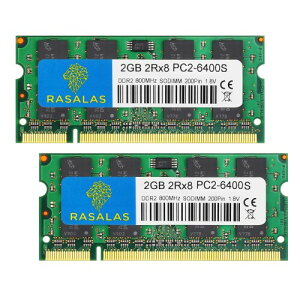 Rasalas 4GB DDR2 PC2-6400 800MHz Sodimm 2x2GB PC2 6400S 2Rx8 1.8V CL6 bvgbv̂߂̃[