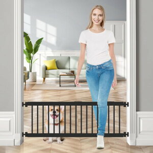 ペットゲート 犬 Fldofaves ロータイプ 犬 ゲート ペット 柵 犬ゲート 犬用ゲート 小型犬 中型犬 室内 幅45cm-115cm 高さ45cm ブラック