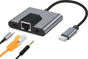 LLANA_v^[ 3in1 USB-C to RJ45 LANϊA_v^[ OTG@\Ή  C[TlbgA_v^[ i Phone 15/16V[Y/MacBook Pro/i Pad Pro/XPS, Asus, Lenovo, Acer, Dell, XPS, Microsoft Surface ProΉ