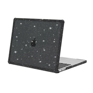 MOSISO 対応機種 MacBook Pro 13インチ ケース 2025-2016 M2 M1 A2338 A2251 A2289 A2159 A1989 A1708 A1706、割れ防止 指紋防止 キラキラ TPU バンパー プラスチック ハードシェルカバー(ブラック)