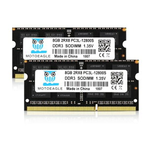 DDR3L 1600 MHz 16GB Kit PC3L-12800 8GB×2���g SO-DIMM �d�� 1.35V/1.5V 204Pin CL11 Non-ECC Mac Motoeagle �m�[�gPC�p������ �Ή�