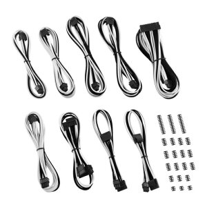 CableMod C-Series Classic ModMesh Sleeved Cable Kit for Corsair RM Black Label/RMi/RMX (Black + White)