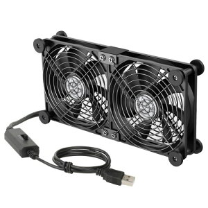 ELUTENG USBファン 14cm 2連 静音 USB 冷却ファン 防振ゴム足付き 3段階風量調節 薄型 USB扇風機 長寿命 5V 2連 1500RPM パソコン/ノートパソコン/ルーター/水槽など冷却