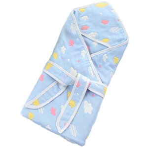 (ボアソルチ) 新生児 おくるみ ベビー バスタオル ブランケット 綿100% 6重 ガーゼ (ブルー)