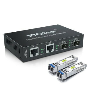 10Gtek MKrbg fBARo[^[ VO[h fALC 1.25Gb/s 2xSFP|[g to 2x10/100/1000Base-Tx t@Co[Ro[^[ 2x1000Base-LX SFP t Zbgi1310nm 20kmj