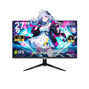 RELETECH 27�C���` �Q�[�~���O���j�^�[ ����� 120Hz Fast-IPS 1ms FHD 1920×1080 HDR10 FreeSync IPS���j�^�[ HDMI DP VESA�Ή� �u���[���C�g�y�� PC���j�^�[ R27 Velo