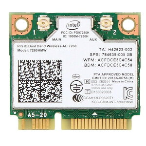 Intel Dual Band Wireless-AC 7260 - Network adapter - PCI Express Half Mini Card - 802.11b, 802.11a, 802.11g, 802.11n, 802.11ac, Bluetooth 4.0 LE(7260.HMWWB)