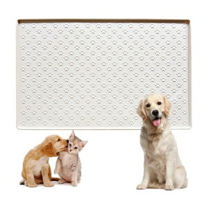 BaraRose 犬 トイレトレー シリコン ワイド トイレトレー ワイド エッジ加工で漏れ安心 トイレマット ペットシーツ お手入れ簡単 (ホワイト, 40x60cm)