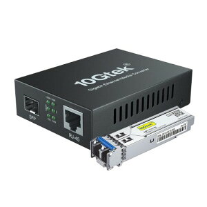 10Gtek �M�K�r�b�g �����f�B�A�R���o�[�^�[ �V���O�����[�h �f���A��LC�t�@�C�o�[ 1.25Gb/s SFP���W���[�� to 10/100/1000Base-Tx 1000Base-LX SFP �t�� �Z�b�g�i1310nm 20km�j