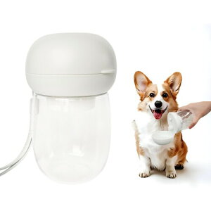 teemoyaya ペットウォーターボトル 携帯 犬 散歩 水 水飲み器 持ち運び 給水ボトル ワンクリック操作 防漏設計 犬 猫 ウサギ 300 ml ホワイト