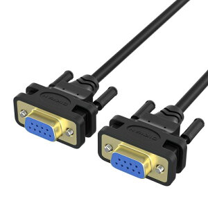 OIKWAN DB9 RS232シリアルケーブル女性から女性、データ通信のための9ピンRS232直線ケーブル(1メートル、黒)