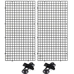 KALOLINNA 水槽仕切りセパレータ 4点セット ゴム吸盤付き 熱帯魚 分割 アクアリウム 飼育 水族館 網 隔離 魚 稚魚 爬虫類 鑑賞 (ブラック, 30cm×15cm)