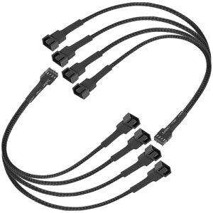 upHere PWMファン用延長電源ケーブル 4分岐ケーブル 3本3ピンと1本4ピンファン対応 PCケースファン増設用 Y字型 2本