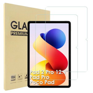 Hianjoo 2���Z�b�g Xiaomi Redmi Pad 2 Pro/Pad Pro �Ή� �t�B���� �����K���X Xiaomi POCO Pad �Ή� �K���X�t�B���� �t���ی�t�B���� �����ߗ� �^�u���b�g �ی�t�B���� 12.1�C���`
